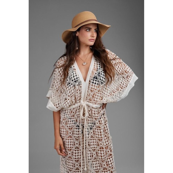 New! SAACHI V-NECK TIE-FRONT CROCHET
COVER UP One Size $150 - Picture 1 of 9